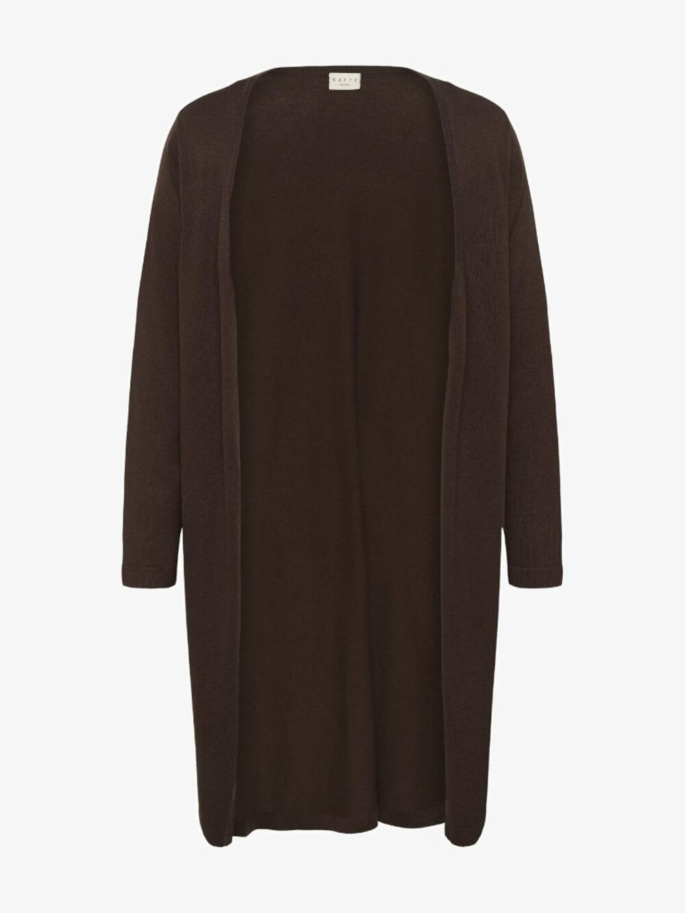Kaffe Lightweight Long Sandra Cardigan In Coffee Brown